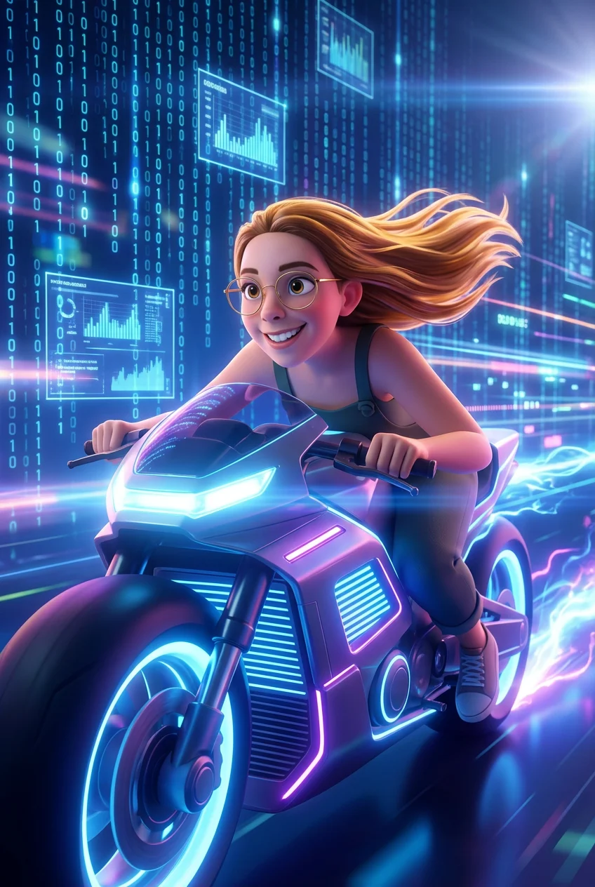 Elena en la motocicleta para la mente